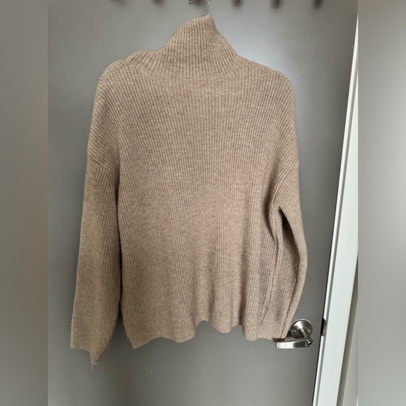 Oversized Cozy Tan Turtleneck Sweater - Picture 5 of 7